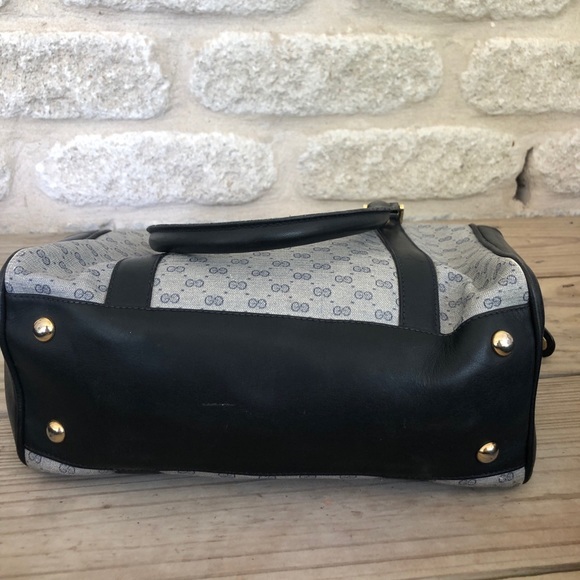 Gucci Navy Microguccissima satchel bag 1980s VTG - Picture 15 of 16